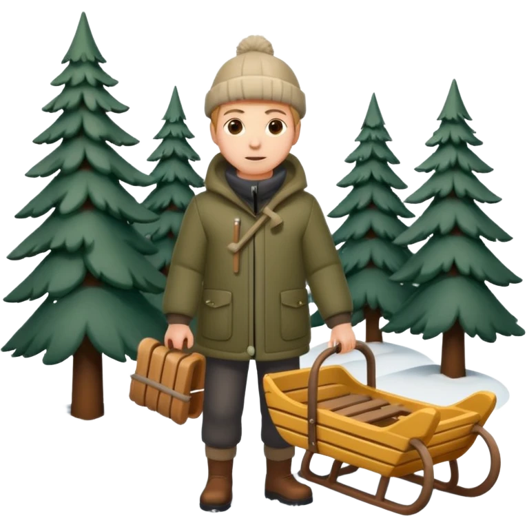 Eland voor slede in dennenbos  emoji