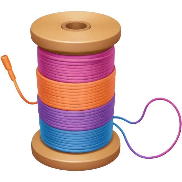 showing a hand neatly winding thread around a spool, yarn reel, or cable roll — showing the action of wrapping or coiling something around — smooth motion lines indicating circular movement, clean colorful emoji-style design emoji