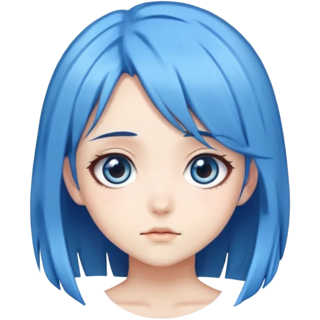 Anime girl with blue hair and big eyes emoji