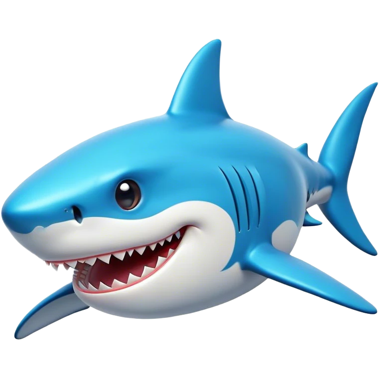 Cinematic Comical Shark Portrait Emoji, Head tilted dramatically with an exaggeratedly amused expression, featuring a striking, glossy streamlined body with bold accents and wide, expressive eyes filled with playful disbelief, Simplified yet hilariously expressive features, highly detailed, glowing with a slightly sassy glow, high shine, dramatic yet playful, stylized with an air of cheeky marine mischief, bright and endearing, soft glowing outline, capturing the essence of a spirited and over‐the‐top shark, so meme‐worthy it feels like it could snap its jaws into internet fame instantly! emoji