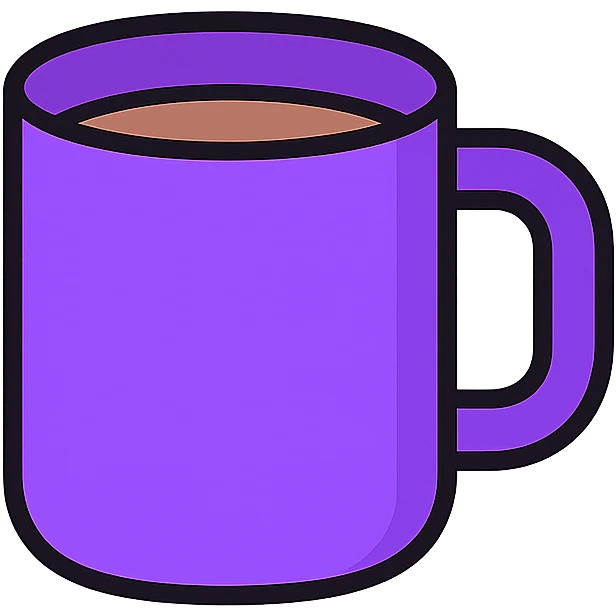 purple coffee mug, clean, simple, iconic, no text emoji