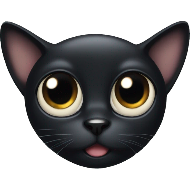 black cat dumb big eyes emoji