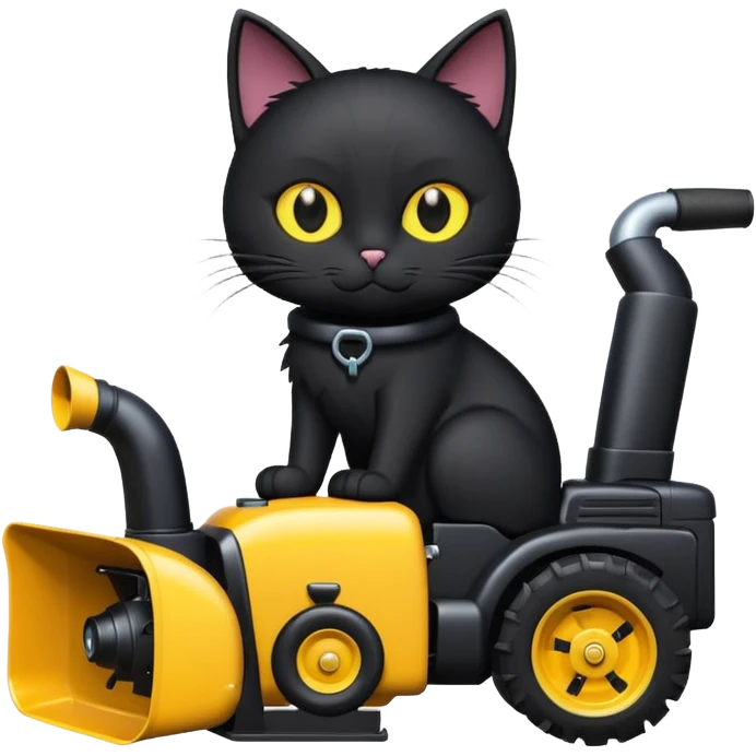 Schwarze katze auf schneefräse emoji