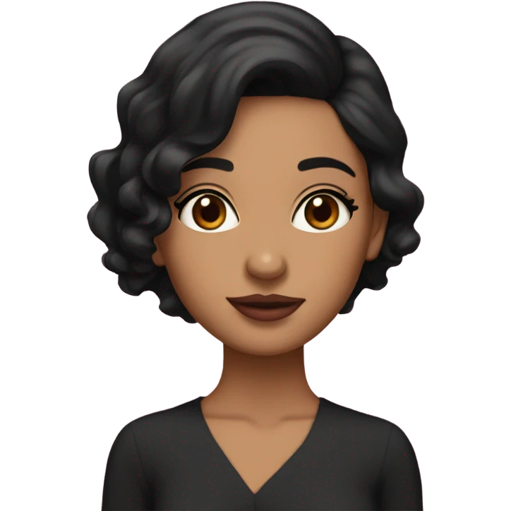 A South Asian girl with skin, black wavy short hair and pale pink lips emoji