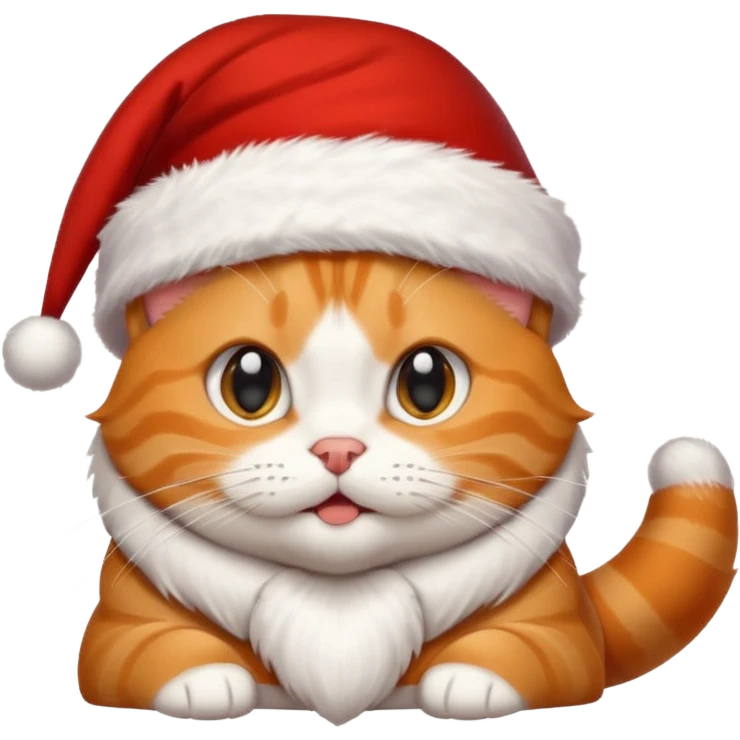Make me a orange tabby cat with a white chin and a bit of white on the end of his tail and  a Santa hat that looks like 🐱 emoji emoji