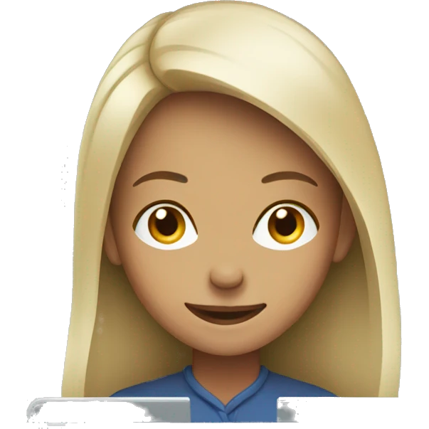 woman smiling at the laptop emoji