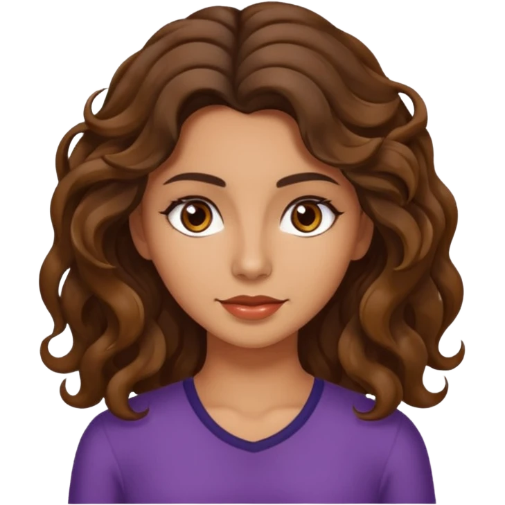 Morena com cabelo ondulado nas pontas  e de pelo um pouco bronzeada emoji