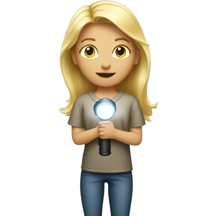 blond girl with a flashlight emoji