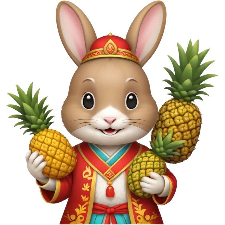 rabbit, wearing chinese ancient custome, with pine apple emoji