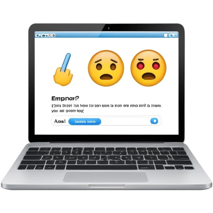 Website on laptop shows error emoji