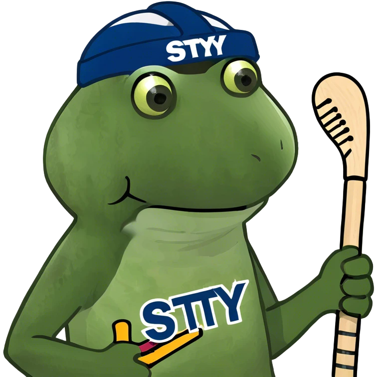 A hockey stick saying sty emoji