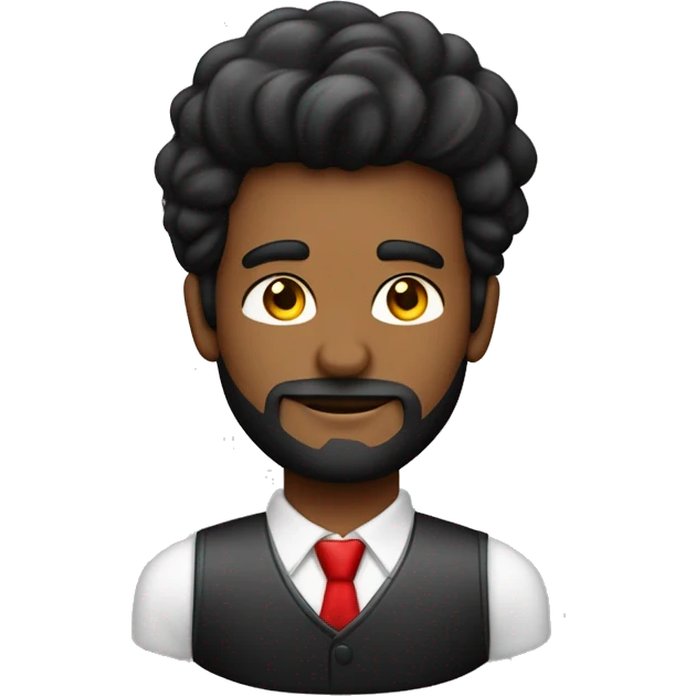 Homem com cabelo preto e rosto arredondado com a blusa de sua empresa estando escrita do lado Geo Referência de cor vermelha emoji
