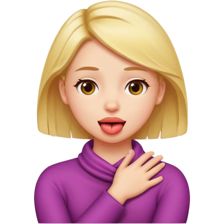 girl crossing arms around neck with toung out emoji