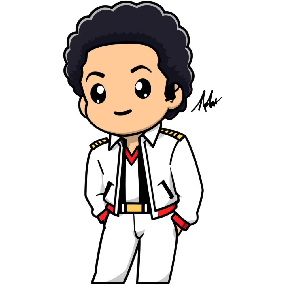 Michael Jackson from waist up with his signature pose emoji