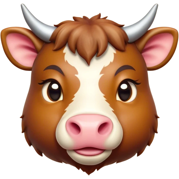 Cinematic Cute Domestic Ox Portrait Emoji, Head tilted playfully and inquisitively, with a robust, compact build and a polished hide adorned with subtle natural patterns, round, sparkling eyes full of gentle curiosity, Simplified yet irresistibly adorable features, highly detailed, glowing with a warm, friendly glow, high shine, affectionate and grounded, stylized with a touch of rustic charm, soft glowing outline, capturing the essence of a mischievous yet loving ox that feels like it could amble out of the screen into your arms! emoji