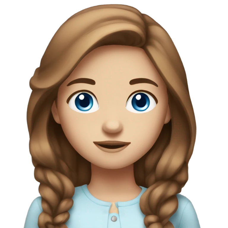 Girl Blue eyes middle Long Brown hair emoji