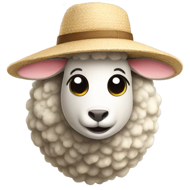 Sheep with sunhat emoji