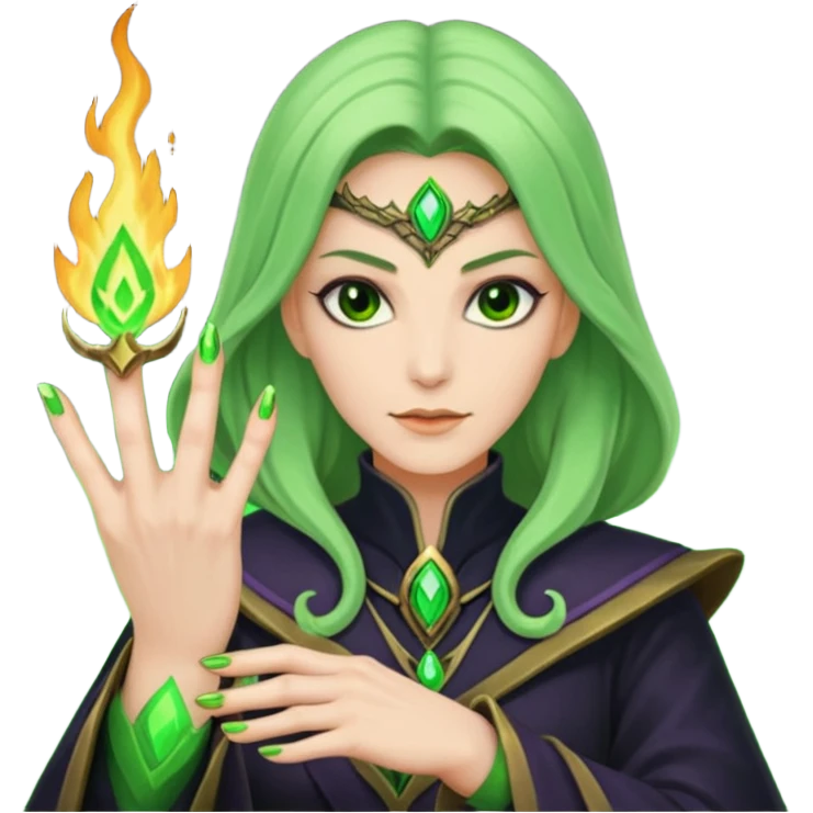 world of warcraft warlock hand with green fire checking nails like a pedicure was just done  emoji