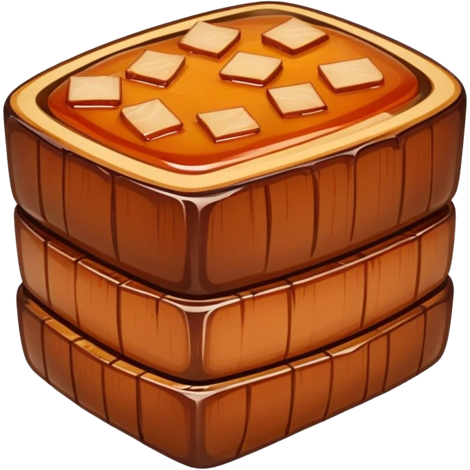 Dongpo Pork braised pork belly caramelized dish, simplified emoji style with bold outlines and bright colors, cartoon style Chinese culinary heritage emoji