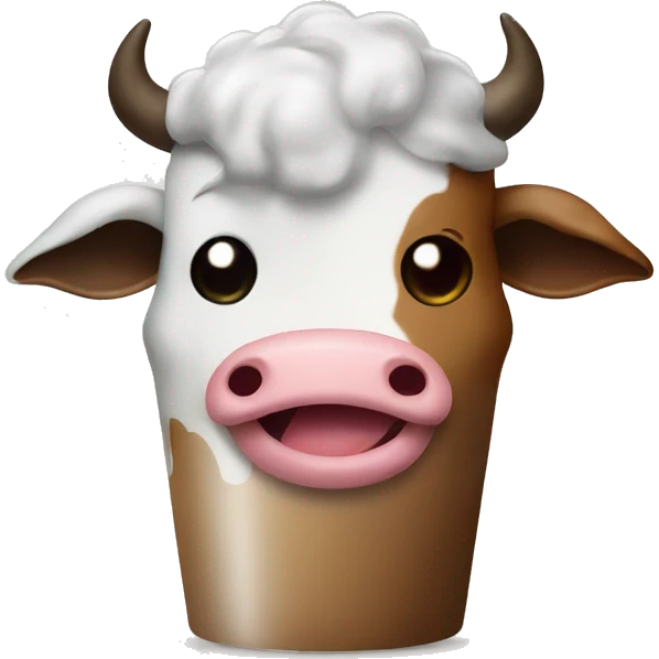 Cow is typing and crying on coffee emoji