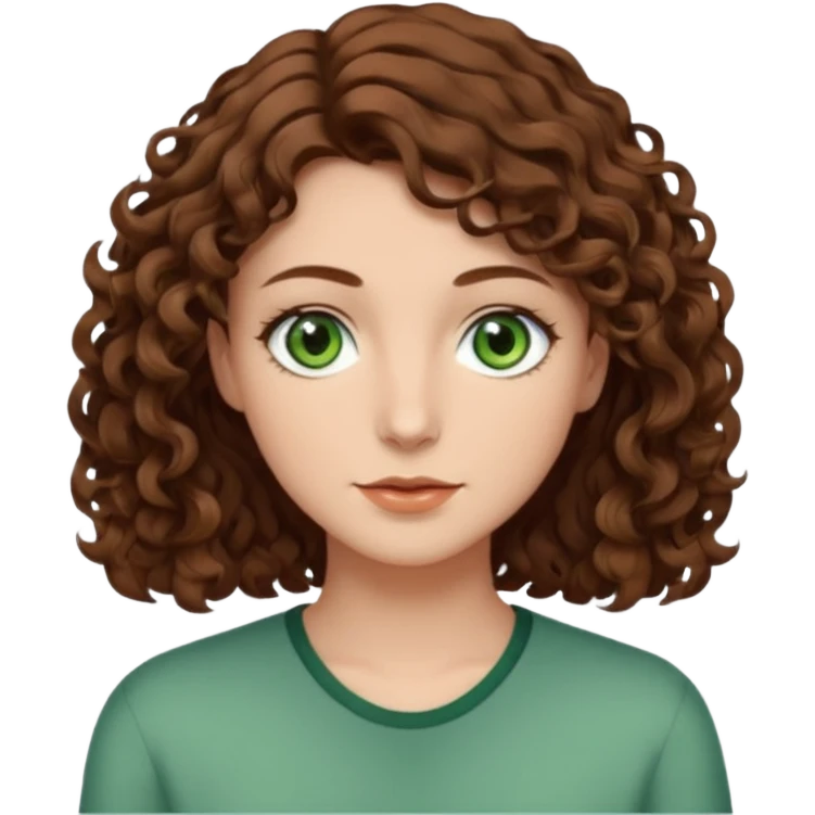 Man in the middle with brown hair and green eyes, women next to him with short brown hair with slight waves, taller women on right side with shoulder length curly hair and brown eyes emoji