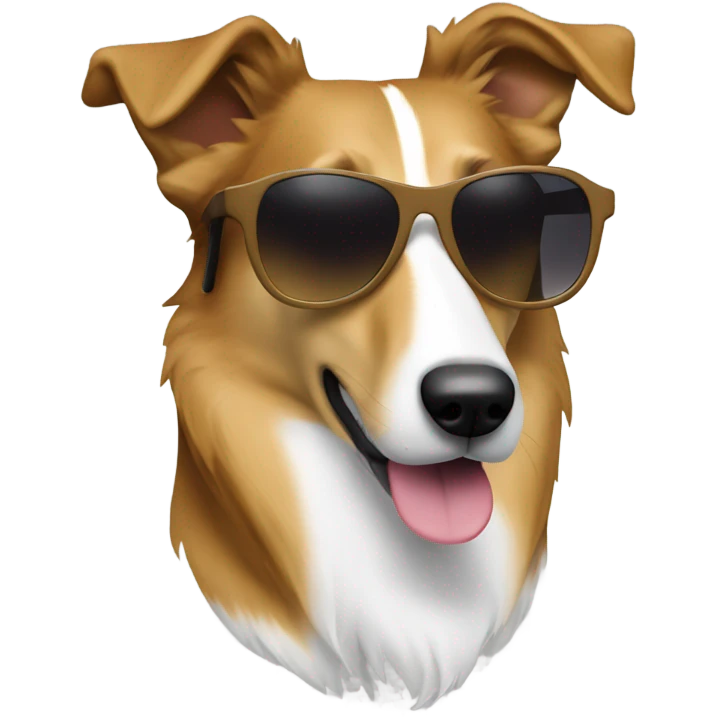 Smooth collie with sunglasses emoji