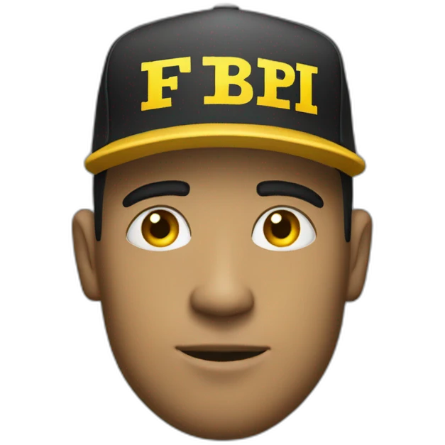 man with yellow "FBI" letters on his cap emoji