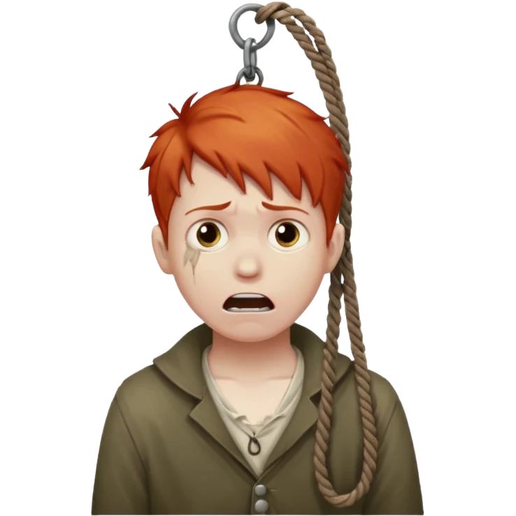 red headed boy hanging by his neck from a noose emoji