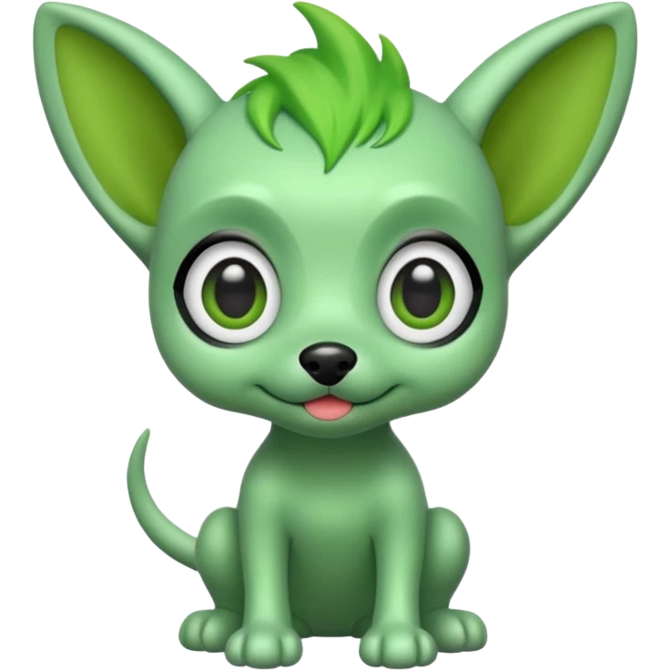 green haired alien dog with green skin emoji