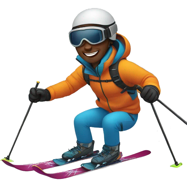 black man skiing emoji
