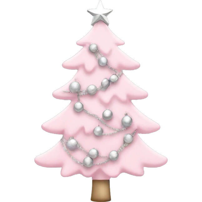 Light pink Christmas tree with silver garland  emoji