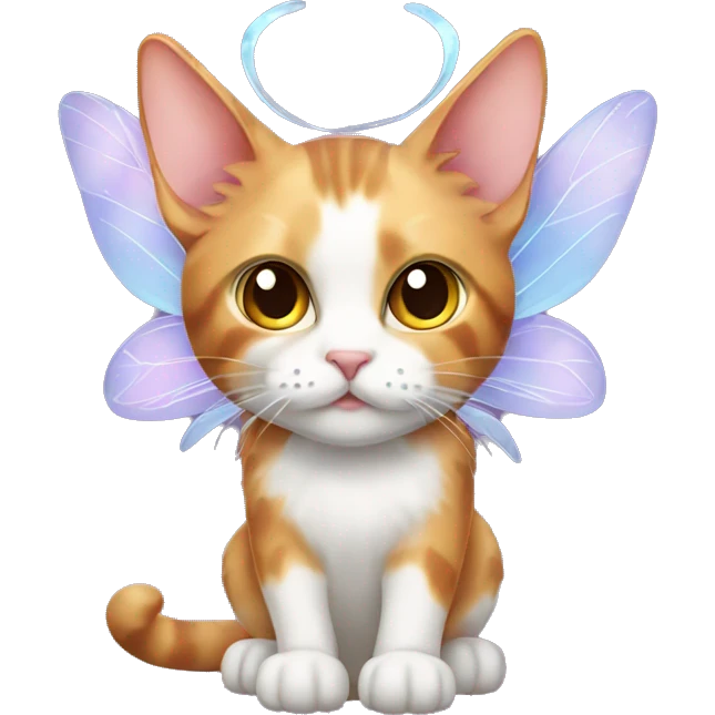 calico cat with fairy wings emoji