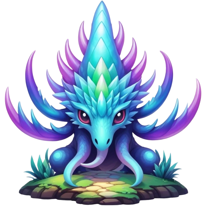 Epic complex iridescent aesthetic-Fakémon-creature-scenery emoji