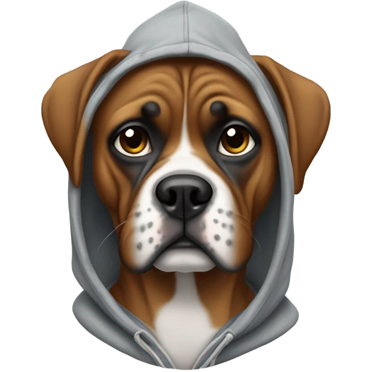 Boxer dog wearing a hoodie emoji