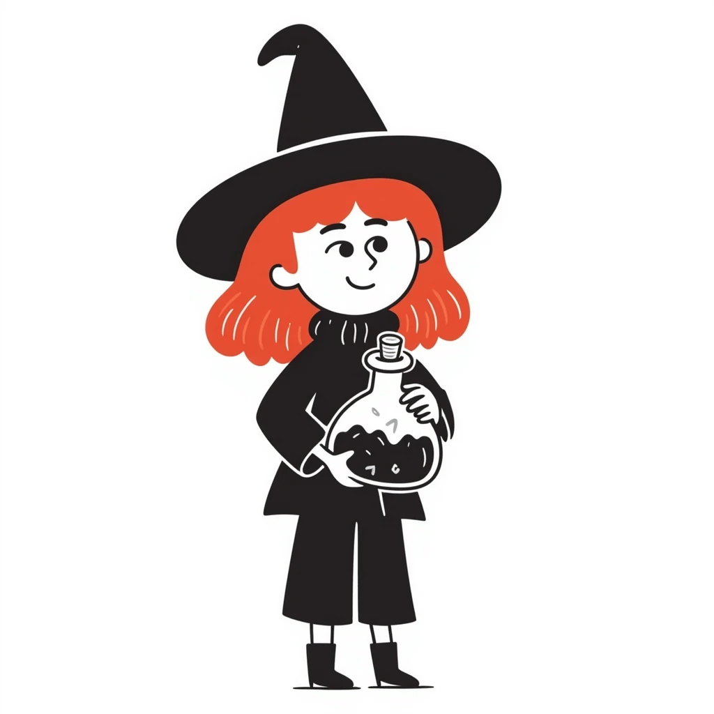 A witch with red hair emoji