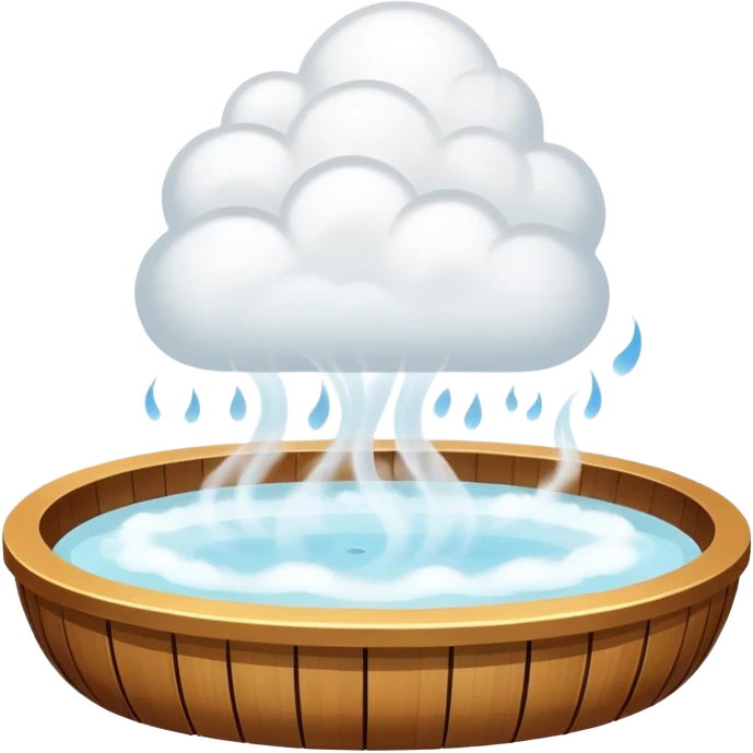 white steam cloud rising from a spa, white and slightly transparent emoji