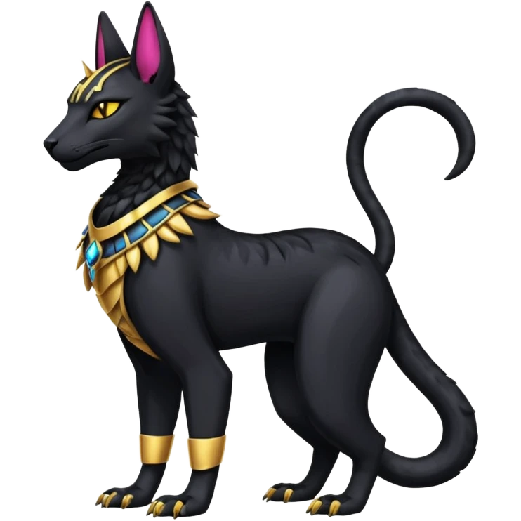 Black Dark Furry Fluffy Modern Futuristic Cyber-Salandit-Bastet-Anubis-fusion full body emoji