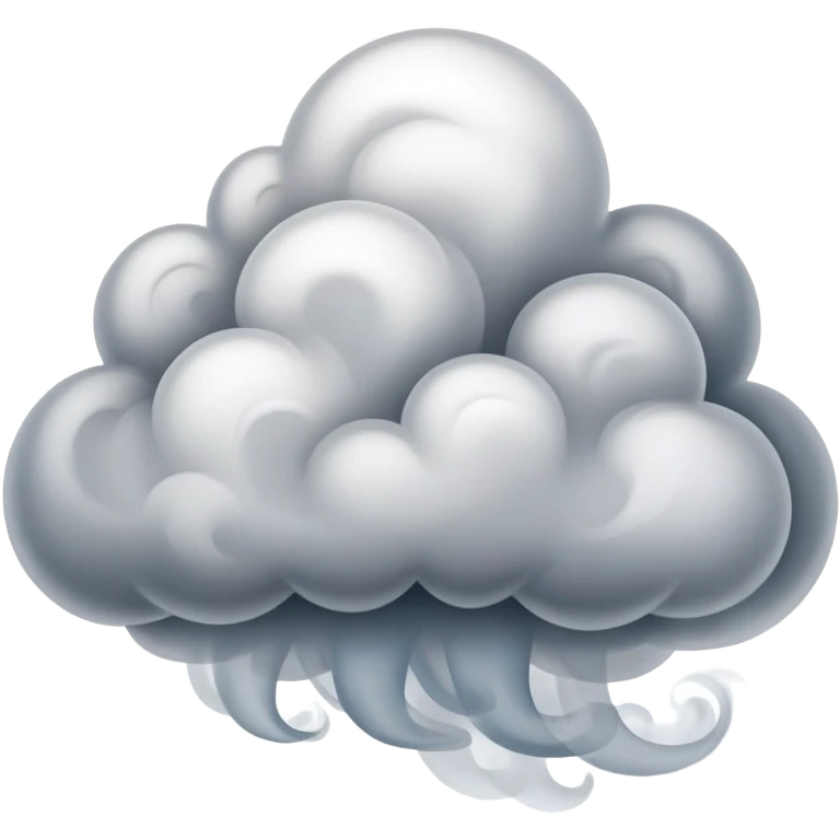 An emoji of rising smoke. Soft, wispy, and slightly transparent gray smoke swirling upwards. Natural and smooth movement, resembling steam, fog, or fire smoke emoji