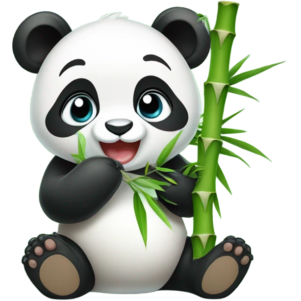 Baby panda eating bamboo emoji