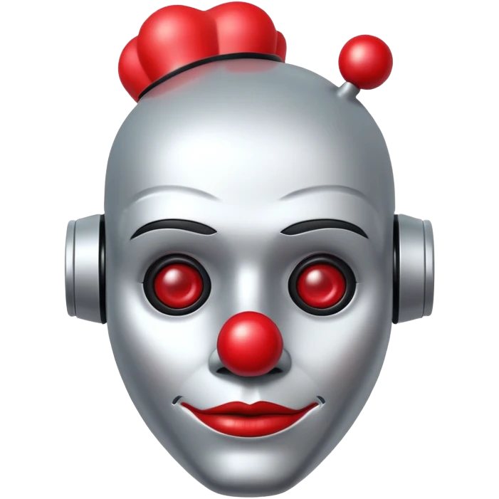 robot with clown makeup and red nose emoji