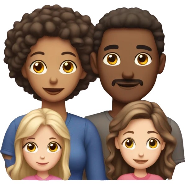 five white family members with two daughters and a son emoji