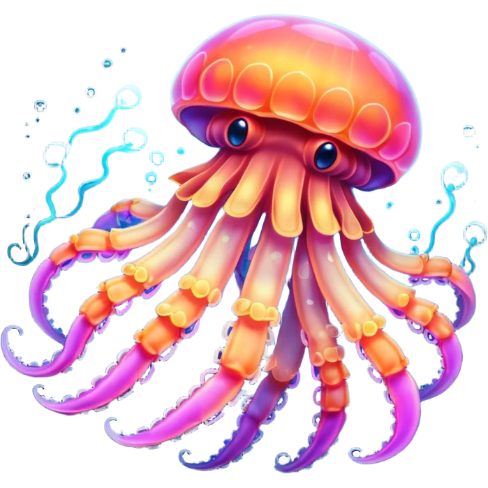 Neon glowing jellyfish-crab-squi emoji