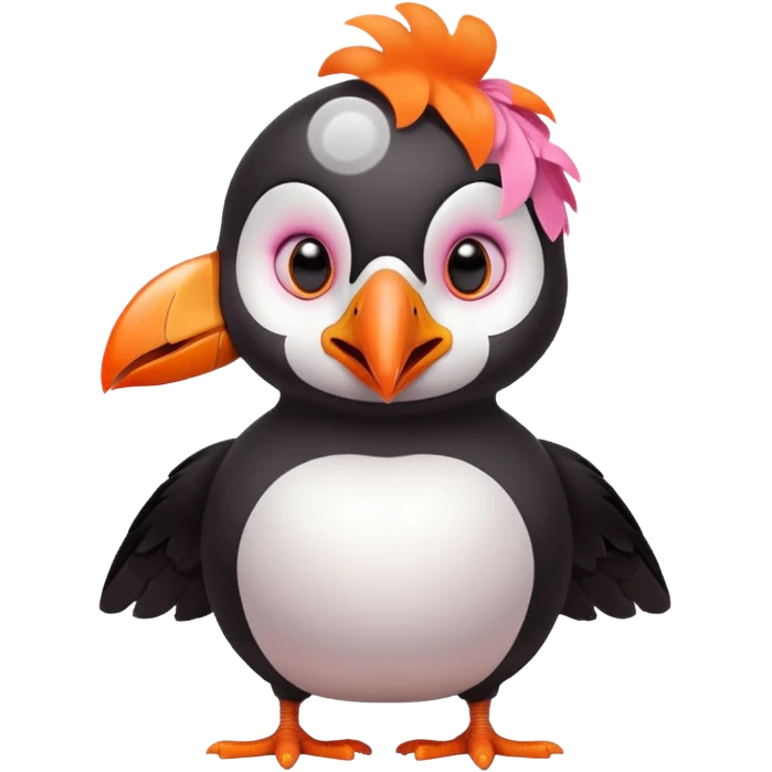 pink puffin angry blow steam nose beak emoji