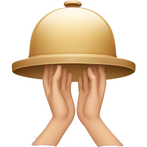 hands with tray and cloche emoji