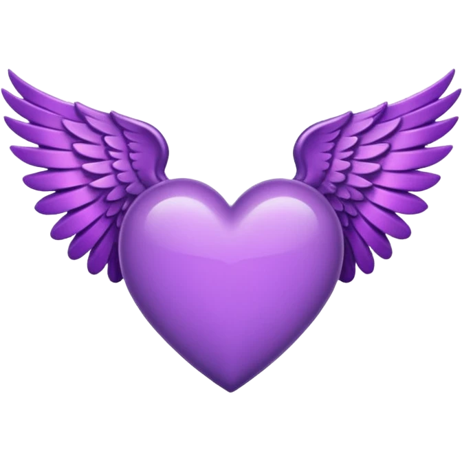 Purple heart with wings in each side and faint light emoji