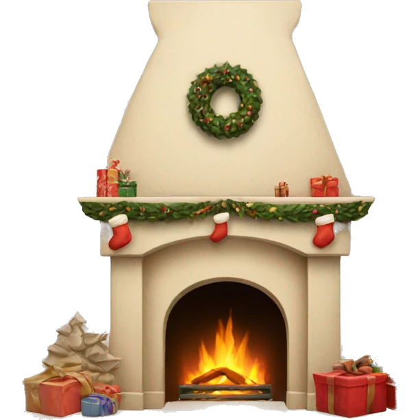 Christmas asthetic beige fireplace emoji