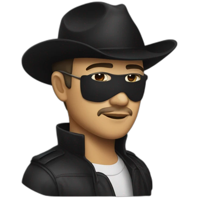 Johny ive wears a black mask and Indonesian independence hero hat emoji