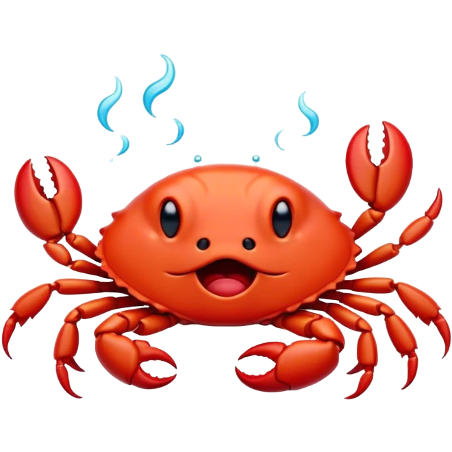 Cinematic Cute Yawning Red Crab Portrait Emoji, Head tilted slightly with a dramatic, wide-open yawn, showcasing a vivid, scarlet exoskeleton with softly drooping antennae and eyes half-closed in drowsy contentment, Simplified yet irresistibly adorable features, highly detailed, glowing with a soft, cozy oceanic glow, high shine, relaxed yet expressive, stylized with a dash of whimsical seaside charm, soft glowing outline, capturing the essence of a drowsy yet affectionate red crab that appears ready to scuttle out for a nap! emoji