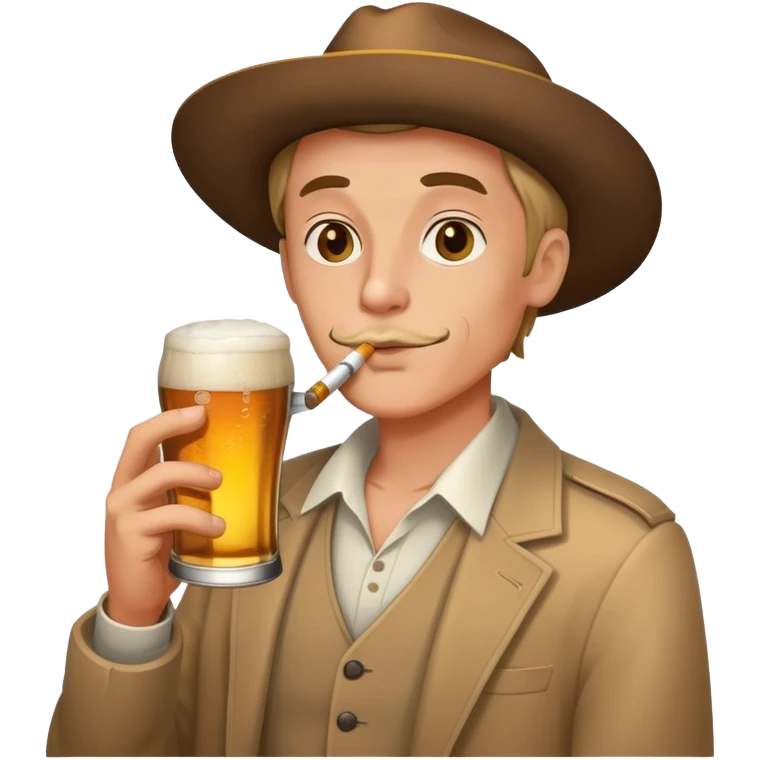 Mann der zigarette raucht und ein bier festhällt emoji