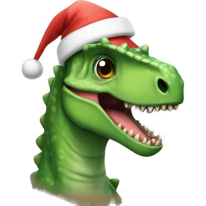 Dino wears a Christmas hat  emoji